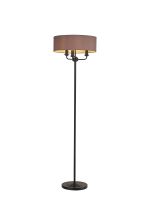 Banyan 3 Light Switched Floor Lamp With 45cm x 15cm Dual Faux Silk Fabric Shade Matt Black/Taupe