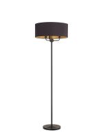 Banyan 3 Light Switched Floor Lamp With 50cm x 20cm Dual Faux Silk Fabric Shade Matt Black/Midnight Black
