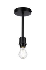 Baymont Satin Black 1 Light E27 Universal Semi Flush Fixture, Suitable For A Vast Selection Of Shades