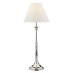 Blenheim 1 Light E14 Polished Nickel Candlestick Style Table Lamp With Inline Switch C/W Ivory Pleated Shade