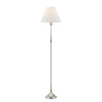 Blenheim 1 Light E27 Polished Nickel Candlestick Style Floor Lamp With Inline Foot Switch C/W Ivory Pleated Shade