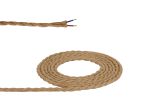 Cavo 1m Jute Brown Braided Twisted 2 Core 0.75mm Cable VDE Approved (qty ordered will be supplied as one continuous length)