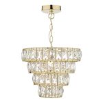 Cerys 1 Light E27 Gold Adjustable 4 Tier Pendant With Crystal Detail