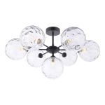 Cohen 7 Light G9 Matt Black Semi Flush Fitting C/W Clear Dimpled Glass Shade