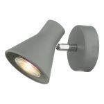 Diza 1 Light GU10 Matt Grey Adjustable Wall Spotlight With Polished Chrome Detail