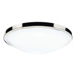 Dover 1 Light E27 Polished Chrome Round IP44 Flush Bathroom Ceiling Light With White Acrylic Diffuser