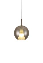 Elsa Assembly Pendant (WITHOUT PLATE) With Round Shade, 1 Light E27, Chrome Glass With Frosted Inner Cone