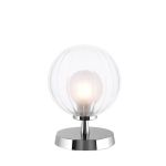 Esben 1 Light G9 Touch Table Lamp Polished Chrome C/W 15cm 12cm Opal & Clear Ribbed Glass Shade