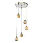 Federico 5 Light G9 Polished Chrome Adjustable Cluster Pendant C/W Planet Style Glass Shade