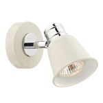 Fry 1 Light GU10 Cream With Polished Chrome Detail Adjustable Wall Spotlight