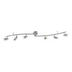 Gemini 6 Light GU10 Satin Chrome Linear Bar Spotlight With Directional Swivel Heads & Positionable Arms