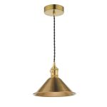 Hadano 1 Light E14 Natural Brass Adjustable Pendant With Aged Brass Shade