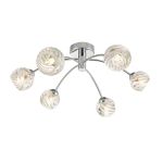 Izzy 6 Light G9 Polished Chrome Semi Flush Ceiling Light C/W Clear Twisted Style Open Glass Shade