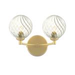 Izzy 2 Light G9 Matt Gold Wall Light C/W Clear Twisted Style Closed Glass Shade