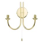 Jared 2 Light Polished Gold Wall Light With Pull Cord (Frame Only)
