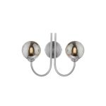 Jared 2 Light G9 Satin Nickel Wall Light With Pull Cord C/W Smoked Glass Shades
