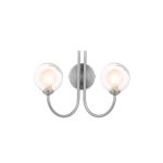 Jared 2 Light G9 Satin Nickel Wall Light With Pull Cord C/W Clear & Opal Glass Shades