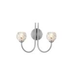 Jared 2 Light G9 Satin Nickel Wall Light With Pull Cord C/W Clear Twisted Style Open Glass Shades