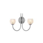 Jared 2 Light G9 Satin Nickel Wall Light With Pull Cord C/W Clear Dimpled Open Style Glass Shades