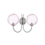 Jared 2 Light G9 Satin Nickel Wall Light With Pull Cord C/W Pink Dimpled Glass Shades
