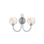 Jared 2 Light G9 Satin Nickel Wall Light With Pull Cord C/W Champagne Organic Glass Shades