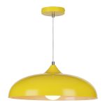 Kaelan 1 Light E27 Yellow Adjustable Curved Dome Pendant With White Inner