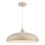 Kaelan 1 Light E27 Taupe Adjustable Curved Dome Pendant With White Inner