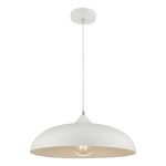 Kaelan 1 Light E27 White Adjustable Curved Dome Pendant With White Inner