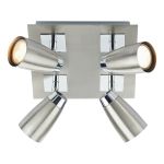 Loft 4 Light Square LED Spotlight Satin Chrome/Polished Chrome Finish