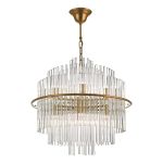 Lukas 13 Light G9 Antique Gold Adjustable Pendant With Glass Rods