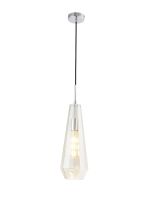 Markus Single Slim Cone Pendant 1 Light Polished Chrome/Cognac Glass