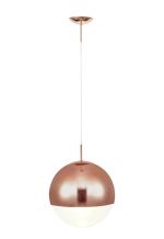 Miranda 40cm Ball Pendant 1 Light E27 Copper Suspension With Copper Mirrored/Clear Glass Globe