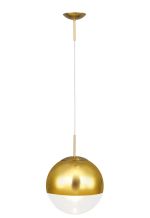 Miranda 40cm Ball Pendant 1 Light E27 Antique Gold Suspension with Gold Mirrored/Clear Glass Globe