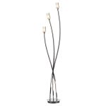 Morgan 3 Light G9 Black Chrome Floor Lamp With Inline Foot Switch With Clear Glass Shades With Frosted Inner Detail