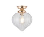Mya Flush Fitting With Flower Bud Shade 1 x E27, French Gold/Clear