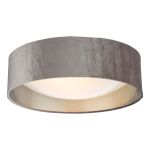 Nysa 2 Light E27 Mink Velvet Flush Ceiling Light C/W 40cm Shade