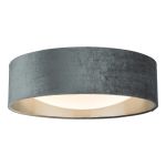 Nysa 2 Light E27 Velvet Dark Grey Flush Ceiling Light C/W 40cm Shade