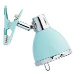 Osaka 1 Light E14 Blue With Polished Chrome Detail Clip On Adjustable Spotlight With Inline Switch