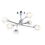 Seattle 6 Light G9 Polished Chrome Semi Flush Ceiling Light With Clear Sculptured Glass Shade With Frosted Inner Detail