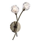 Seattle 2 Light G9 Antique Brass Wall Light With Pull Cord With Clear Sculptured Glass Shade With Frosted Inner Detail