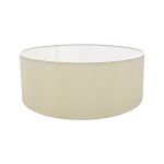 Sigma Round Cylinder, 600 x 220mm Faux Silk Fabric Shade, Ivory Pearl/White Laminate