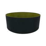 Sigma Round Cylinder, 600 x 220mm Dual Faux Silk Fabric Shade, Midnight Black/Green Olive