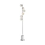 Spiral 6 Light G9 Polished Chrome Floor Lamp With Inline Foot Switch C/W Clear Closed Ribbed Glass Shades