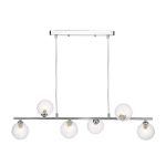 Spiral 6 Light G9 Polished Chrome Adjustable Linear Bar Pendant C/W Clear Twisted Style Closed Glass Shades