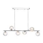 Spiral 6 Light G9 Polished Chrome Adjustable Linear Bar Pendant C/W Clear Closed Ribbed Glass Shades