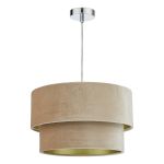 Suvan E27 Non Electric Taupe Velvet Shade With A Gold Metallic Lining (Shade Only)