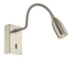 Tadley 1 Light 1W Integrated LED Satn Nickel Adjustable Reading Light With Rocker Switch