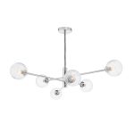 Vignette 6 Light G9 Polished Chrome Adjustable Pendant Ceiling C/W Clear Twisted Style Closed Glass Shade
