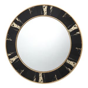 Sidone Round Mirror With Black/Gold Foil Detail 80CM
