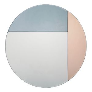 Thalia Round Blue And Rose Gold Mirror 50CM
